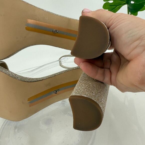 Sam Edelman Womens Yaro Sandals Ankle Strap Block Heel Gold Shimmer Size 10 Prom - Picture 13 of 16